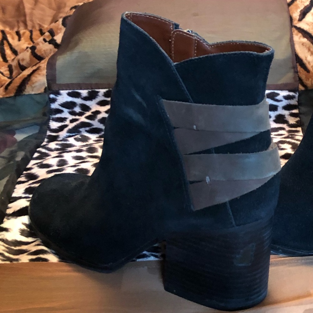 Ankle Boots, Black & Gray, 8M, w/Zipper, 3” Heel